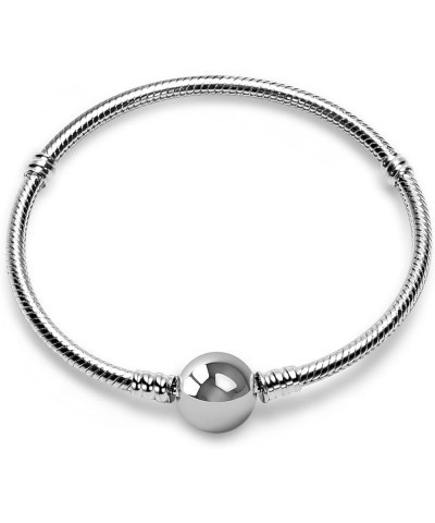 Charm Bracelet Fit For Charm Beads, 925 Sterling Silver Cubic Zirconia Heart Clasp Snake Chain Bracelet Fit Any Charm Gift fo...