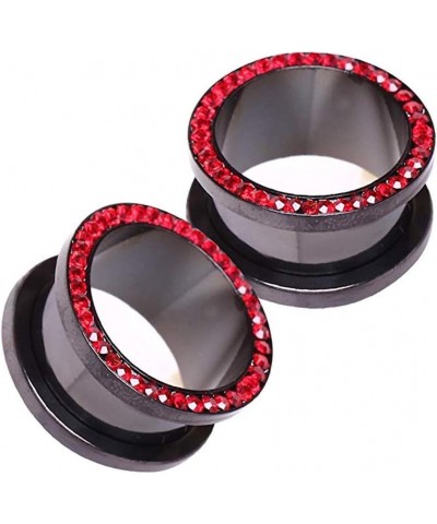 Black PVD Plated Multi CZ Screw Fit Tunnel Plug Earrings 2GA, Red $13.64 Body Jewelry