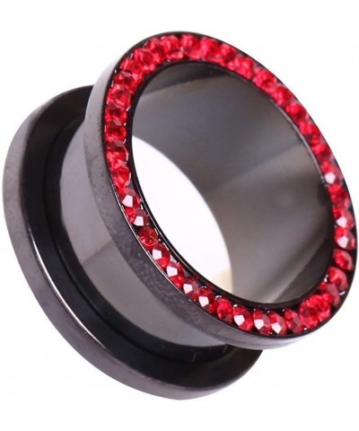 Black PVD Plated Multi CZ Screw Fit Tunnel Plug Earrings 2GA, Red $13.64 Body Jewelry