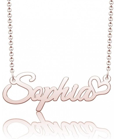 Personalized Name Necklace Heart Symbol Copper Jewelry for Girls Name Necklace for Women Gold Name Necklace Sophia-Rose Gold ...