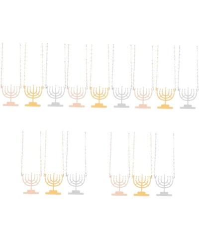 6 Pcs Hanukkah Ornaments Trendy Necklaces Jewelry Necklace Stainless Steel Necklace for Women Jewish Candle Holder Candlestic...