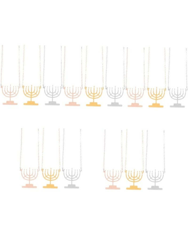 6 Pcs Hanukkah Ornaments Trendy Necklaces Jewelry Necklace Stainless Steel Necklace for Women Jewish Candle Holder Candlestic...