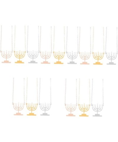 6 Pcs Hanukkah Ornaments Trendy Necklaces Jewelry Necklace Stainless Steel Necklace for Women Jewish Candle Holder Candlestic...