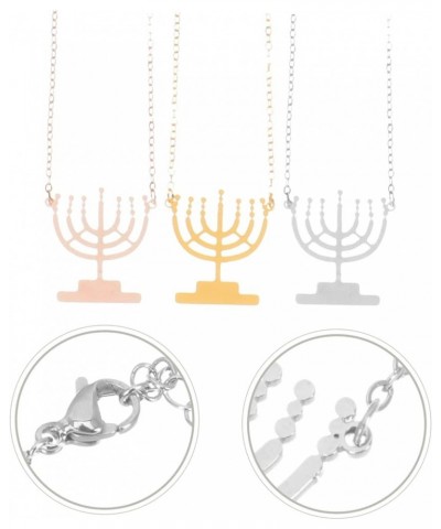 6 Pcs Hanukkah Ornaments Trendy Necklaces Jewelry Necklace Stainless Steel Necklace for Women Jewish Candle Holder Candlestic...