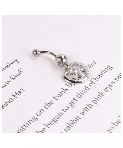 10 Pieces 14G Belly Button Rings Dangle 316L Surgical Steel Navel Rings Cubic Zirconia Belly Piercing Jewelry Belly Dangle Ri...