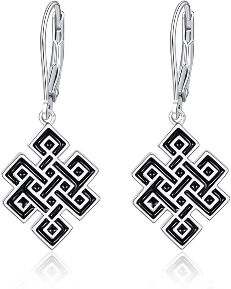 925 Sterling Silver Celtic Knot Dangle Earrings Leverback Dangle Earrings Celtic Knot Jewelry Hypoallergenic for Sensitive Ea...