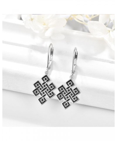 925 Sterling Silver Celtic Knot Dangle Earrings Leverback Dangle Earrings Celtic Knot Jewelry Hypoallergenic for Sensitive Ea...