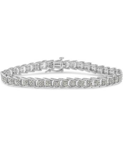 .925 Sterling Silver 2.0 Cttw Diamond Fan-Shaped Nested Link 7" Tennis Bracelet (I-J Color, I3 Clarity) – Choice of Metal Col...