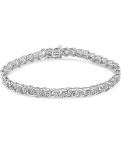 .925 Sterling Silver 2.0 Cttw Diamond Fan-Shaped Nested Link 7" Tennis Bracelet (I-J Color, I3 Clarity) – Choice of Metal Col...