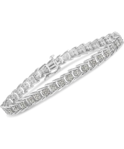 .925 Sterling Silver 2.0 Cttw Diamond Fan-Shaped Nested Link 7" Tennis Bracelet (I-J Color, I3 Clarity) – Choice of Metal Col...