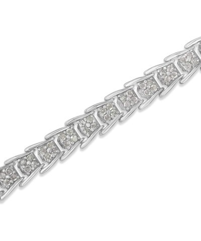 .925 Sterling Silver 2.0 Cttw Diamond Fan-Shaped Nested Link 7" Tennis Bracelet (I-J Color, I3 Clarity) – Choice of Metal Col...