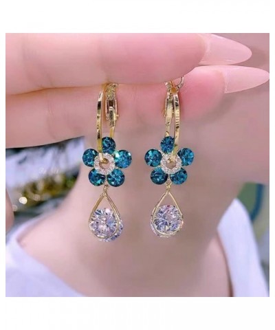 Fashion Flower Crystal Earrings, Blue Flower Earrings, Fashion Flower Crystal Earrings Purple, Crystal Flower Earrings Dangli...