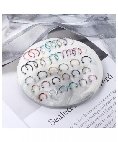 20G 36PCS 316L Stainless Steel Nose Ring Hoop Nose Piercing Jewelry for Women and Men Colored Hoop Nose Ring 6mm 8mm 10mm 12m...