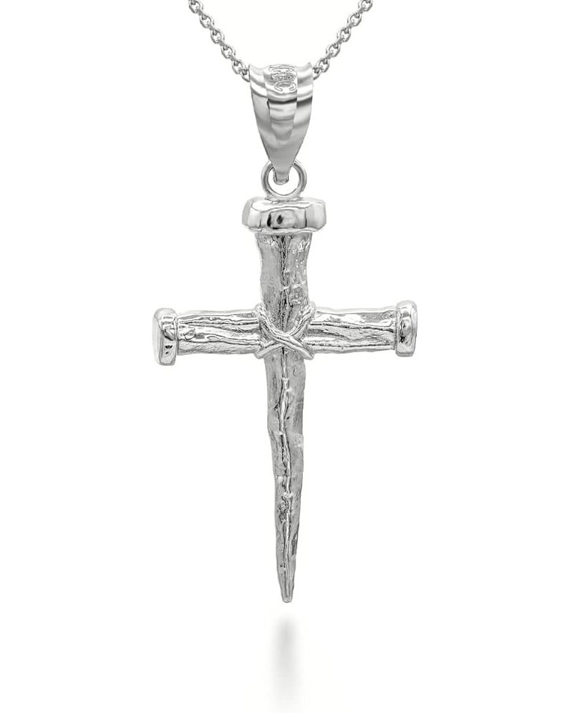 10K Yellow, White, or Rose Gold Nail Cross Christian Faith Pendant Necklace - Choice of Colors 10K White Gold 20.0 Inches $71...