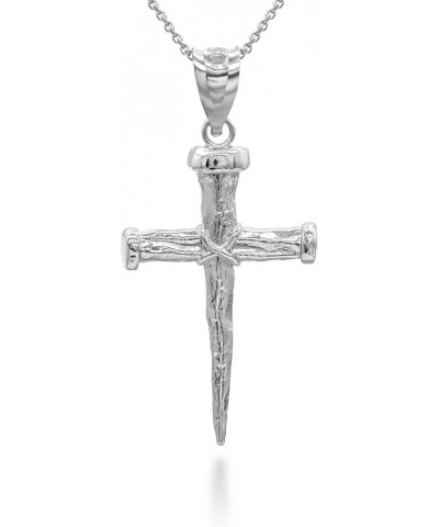 10K Yellow, White, or Rose Gold Nail Cross Christian Faith Pendant Necklace - Choice of Colors 10K White Gold 20.0 Inches $71...