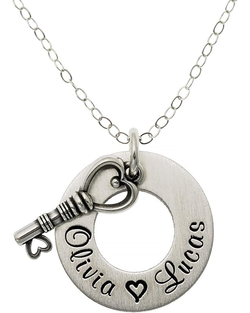 Personalized Promising Key Sterling Silver Graduation Necklace. Customize a Round Charm. Choice of Sterling Silver Chain. Gif...