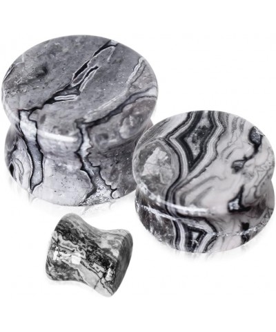 Grey Wave Jasper Natural Stone Saddle Plugs, Sold as a Pair 8mm (0GA) $9.98 Body Jewelry