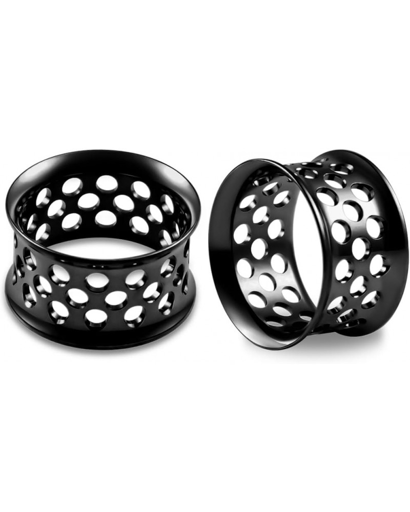 Hollow Out Comfortable and Lightweight Ear Gauges Plugs Tunnels Stretcher Expander 2g 0g 00g Piecing 16mm(5/8") Black $9.23 O...