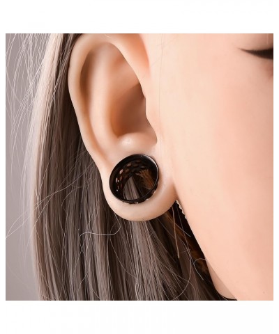 Hollow Out Comfortable and Lightweight Ear Gauges Plugs Tunnels Stretcher Expander 2g 0g 00g Piecing 16mm(5/8") Black $9.23 O...