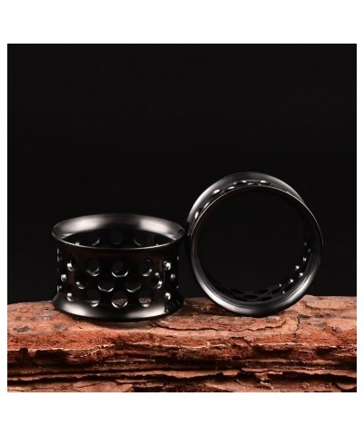 Hollow Out Comfortable and Lightweight Ear Gauges Plugs Tunnels Stretcher Expander 2g 0g 00g Piecing 16mm(5/8") Black $9.23 O...