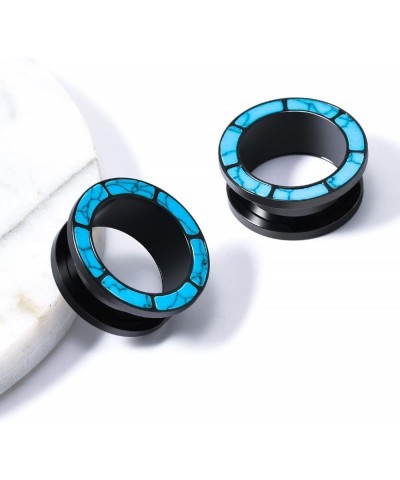 Blue Turquoise Stainless Steel Ear Flesh Tunnels Screw Fit Ear Gauges Stretcher Expander Piercing Jewelry 1/2"-12mm 3 Blue tu...