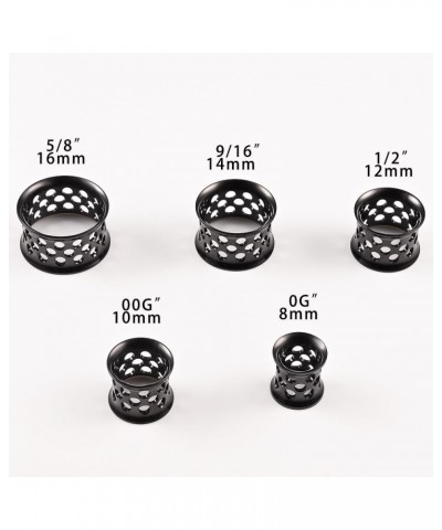 Hollow Out Comfortable and Lightweight Ear Gauges Plugs Tunnels Stretcher Expander 2g 0g 00g Piecing 16mm(5/8") Black $9.23 O...