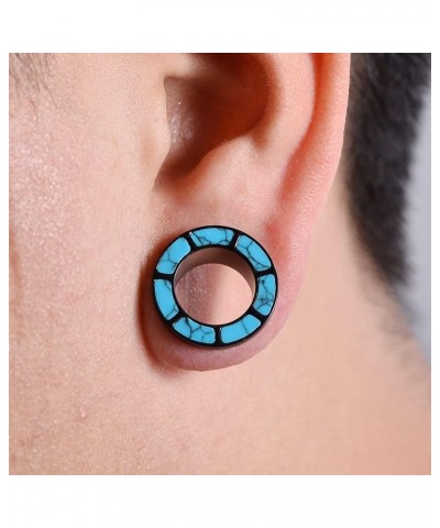 Blue Turquoise Stainless Steel Ear Flesh Tunnels Screw Fit Ear Gauges Stretcher Expander Piercing Jewelry 1/2"-12mm 3 Blue tu...