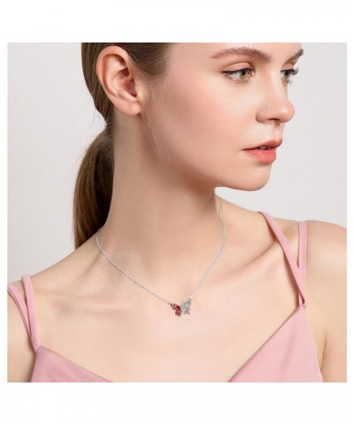 Butterfly Necklaces for Women 925 Sterling Silver Pendant Necklace with Butterfly and Rose 18"-20 $25.50 Necklaces