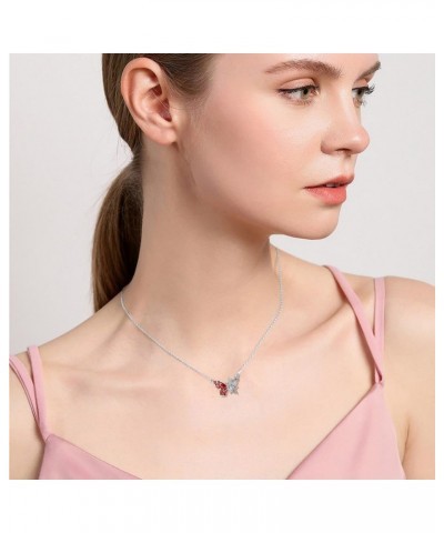 Butterfly Necklaces for Women 925 Sterling Silver Pendant Necklace with Butterfly and Rose 18"-20 $25.50 Necklaces