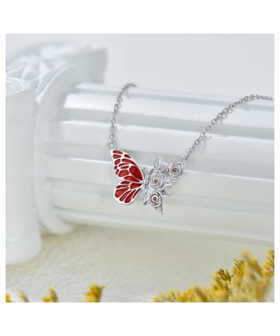 Butterfly Necklaces for Women 925 Sterling Silver Pendant Necklace with Butterfly and Rose 18"-20 $25.50 Necklaces