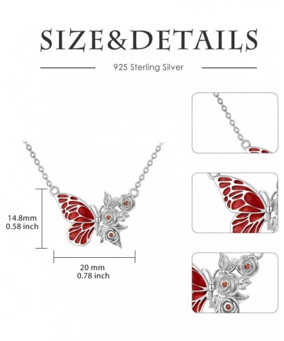 Butterfly Necklaces for Women 925 Sterling Silver Pendant Necklace with Butterfly and Rose 18"-20 $25.50 Necklaces