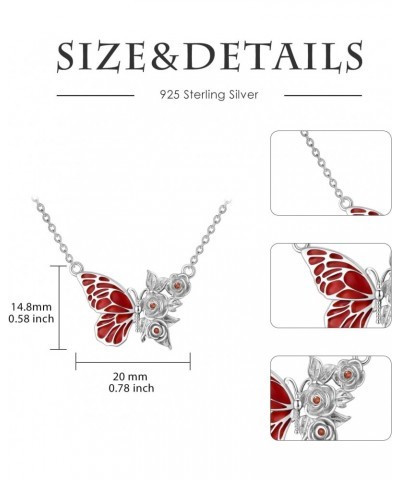 Butterfly Necklaces for Women 925 Sterling Silver Pendant Necklace with Butterfly and Rose 18"-20 $25.50 Necklaces