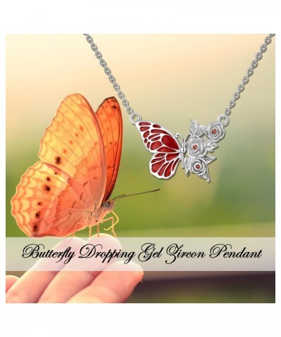 Butterfly Necklaces for Women 925 Sterling Silver Pendant Necklace with Butterfly and Rose 18"-20 $25.50 Necklaces