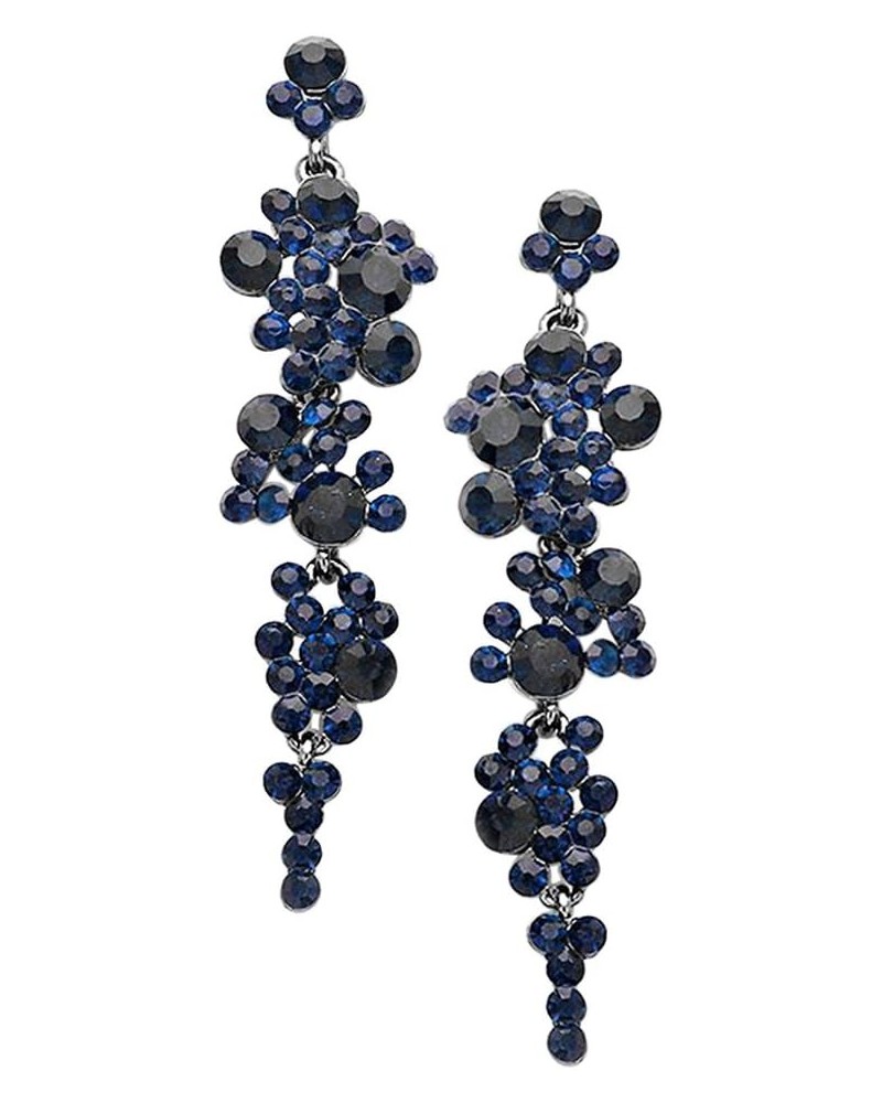 Women's Stunning Crystal Rhinestone Statement Bubble Dangle Earrings, 3.25 Montana Blue Hematite $11.07 Earrings