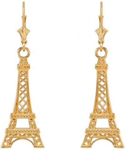 10K and 14K Yellow Gold Paris Eiffel Tower Leverback Earrings 10K Yellow Gold $118.00 Earrings