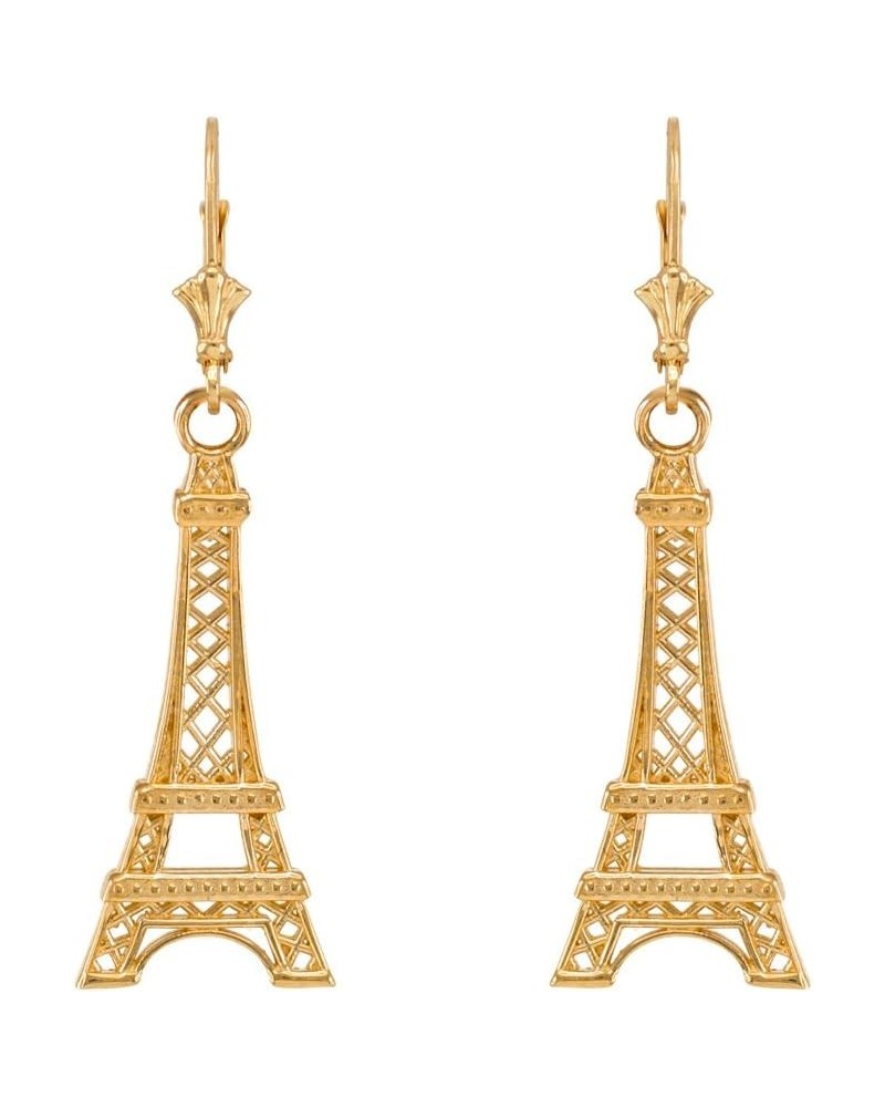 10K and 14K Yellow Gold Paris Eiffel Tower Leverback Earrings 10K Yellow Gold $118.00 Earrings