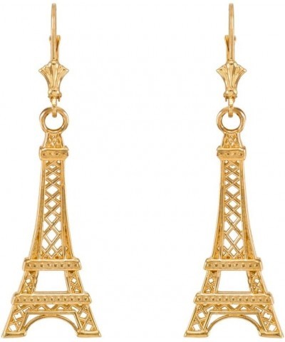 10K and 14K Yellow Gold Paris Eiffel Tower Leverback Earrings 10K Yellow Gold $118.00 Earrings