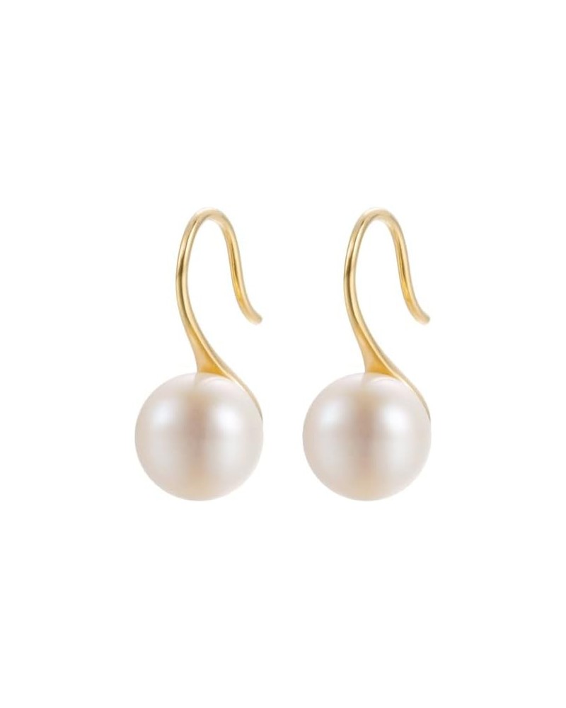 10K/14k/18K Solid Gold Pearl Earrings for Women Freshwater Pearl Dangle Fine Jewelry Earring Spoon Yellow Gold $101.20 Earrings