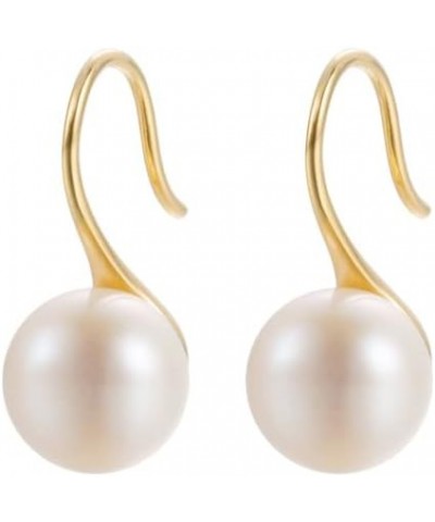 10K/14k/18K Solid Gold Pearl Earrings for Women Freshwater Pearl Dangle Fine Jewelry Earring Spoon Yellow Gold $101.20 Earrings