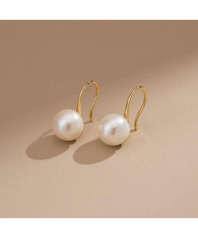 10K/14k/18K Solid Gold Pearl Earrings for Women Freshwater Pearl Dangle Fine Jewelry Earring Spoon Yellow Gold $101.20 Earrings