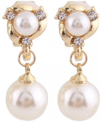 Grace Jun™ Luxury Gold-tone or Silver-tone Clear Crystal White Simulated Pearl Clip-on Drop Earring gold $9.93 Earrings