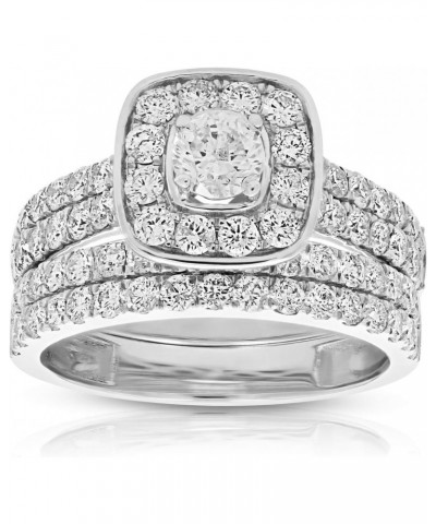 2 cttw Diamond Wedding Engagement Ring Set 14K White Gold Bridal Style Cushion $792.21 Sets