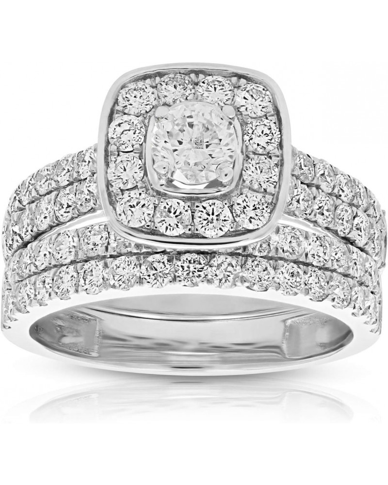 2 cttw Diamond Wedding Engagement Ring Set 14K White Gold Bridal Style Cushion $792.21 Sets