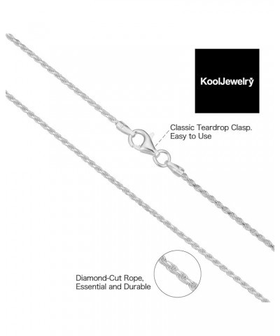 Sterling Silver Diamond-Cut Rope Chain Necklace Bracelet Anklet For Women and Men (1.1 mm, 1.3 mm, 1.7 mm or 2.3 mm) 20 inch ...