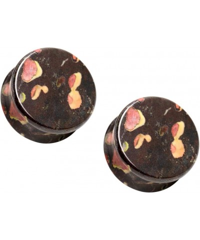 Natural Plum Blossom Jade Stone Saddle Plugs, Sold as a Pair 22mm (7/8") $10.33 Body Jewelry