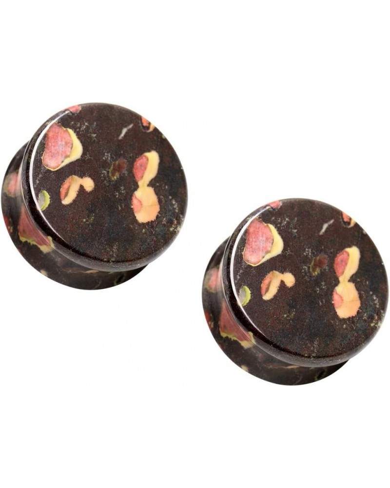 Natural Plum Blossom Jade Stone Saddle Plugs, Sold as a Pair 22mm (7/8") $10.33 Body Jewelry