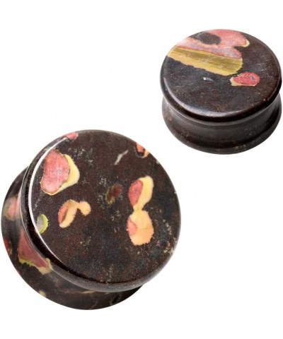 Natural Plum Blossom Jade Stone Saddle Plugs, Sold as a Pair 22mm (7/8") $10.33 Body Jewelry