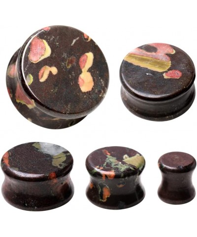 Natural Plum Blossom Jade Stone Saddle Plugs, Sold as a Pair 22mm (7/8") $10.33 Body Jewelry