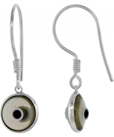 Sterling Silver Evil Eye Earrings for Women and Girls 10 MM Glass Eyes Available in All Color Fish Hook Smokey $12.95 Earrings