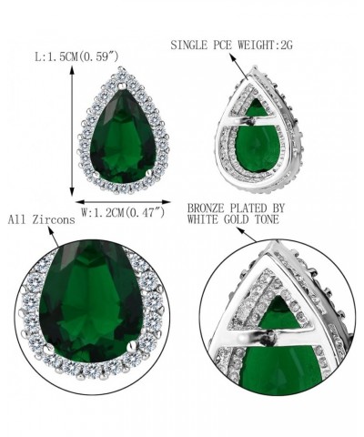 Women's Cubic Zirconia Wedding Teardrop Prong Setting Stud Earrings Silver-Tone Green_Pierced $8.83 Earrings